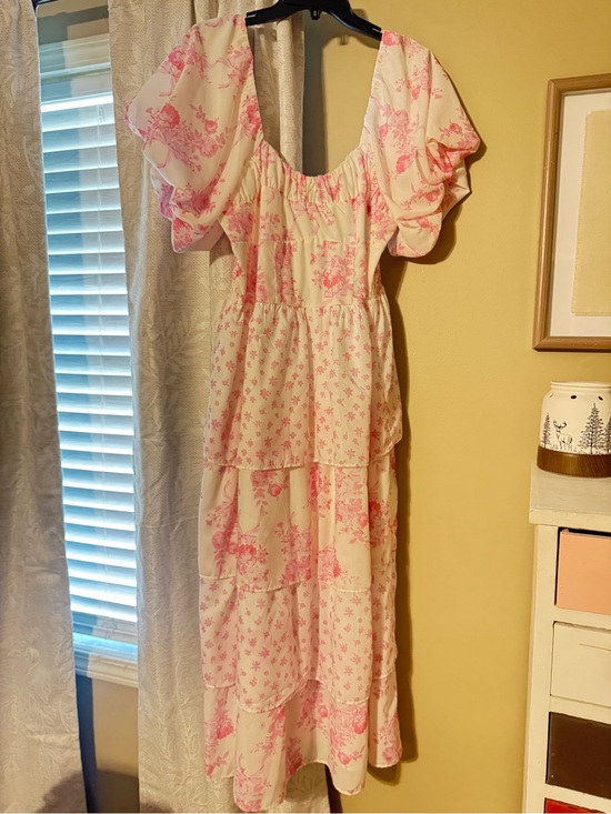 Midnight Doll Dresses & Skirts - Women's White Maxi Dress with Pink Floral Print